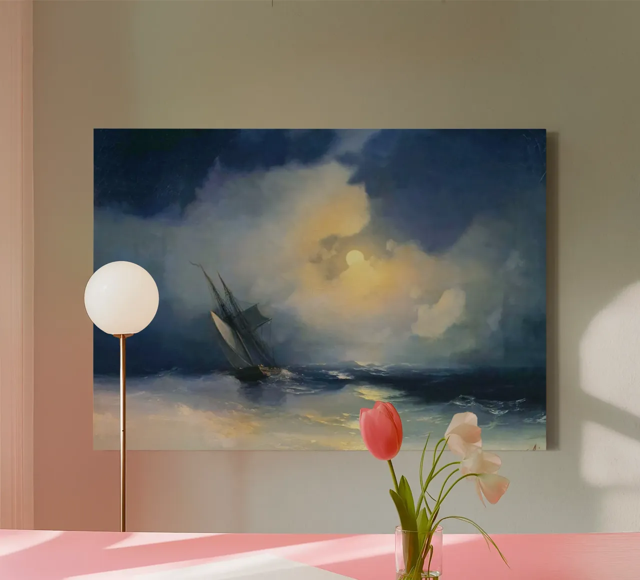Tempesta in mare in una notte di luna di Ivan Aivazovsky tela da Venus Art