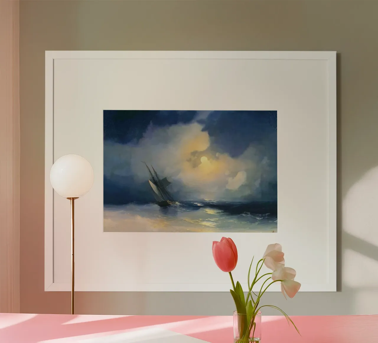 Tempesta in mare in una notte di luna di Ivan Aivazovsky carta hahnemühle da Venus Art