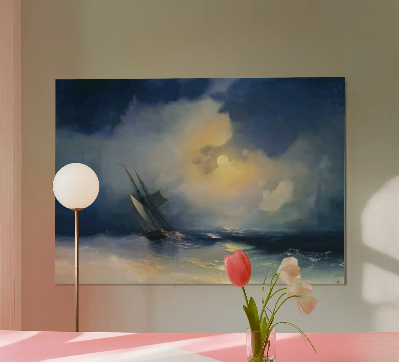 Tempesta in mare in una notte di luna di Ivan Aivazovsky carta hahnemühle da Venus Art