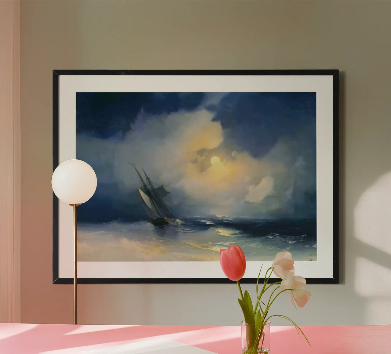 Tempesta in mare in una notte di luna di Ivan Aivazovsky carta hahnemühle da Venus Art