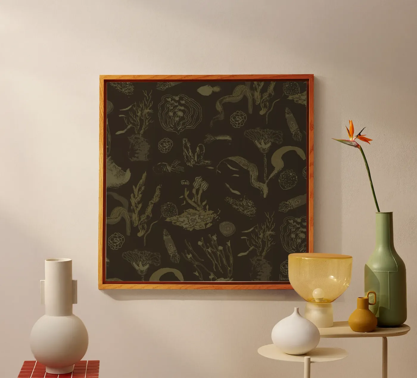 Deep Olive Dream Acryl-Glas von Mandalla Pattern