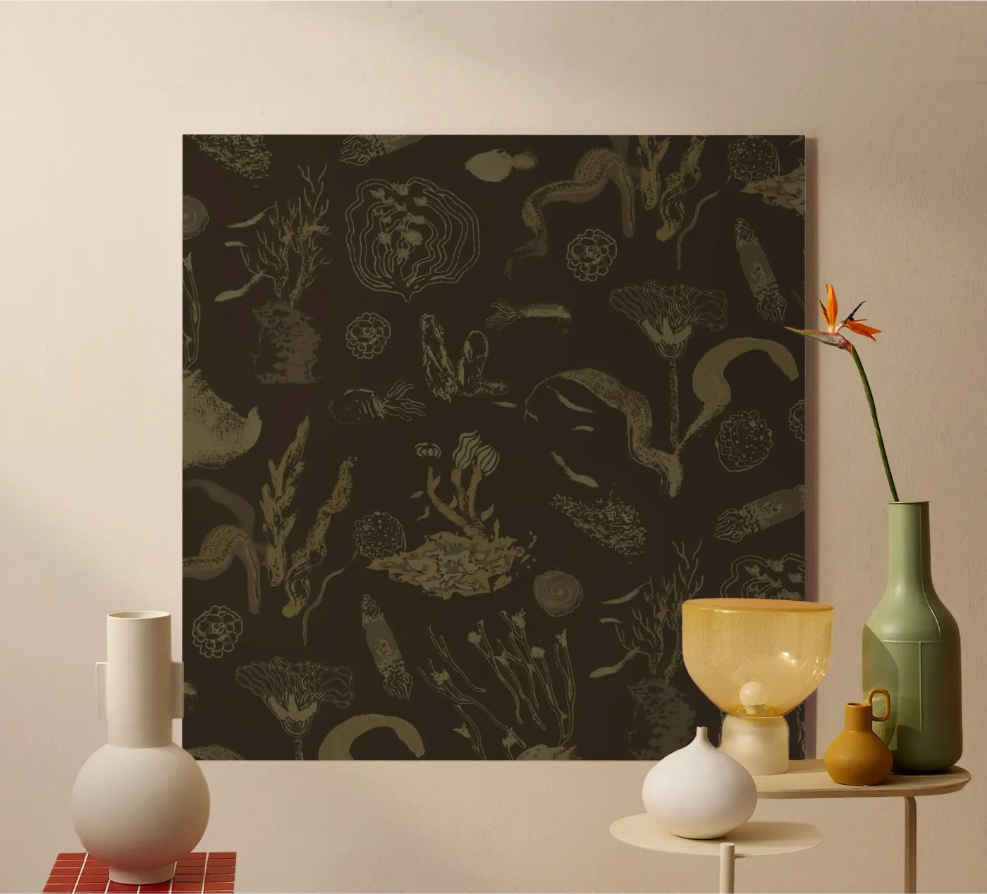 Deep Olive Dream Acryl-Glas von Mandalla Pattern