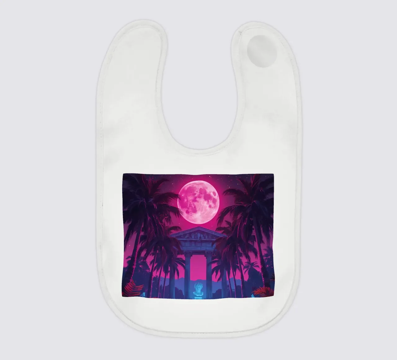 Nachtszene mit klassischem Tempel und rosa Mond Babylätzchen von DesignDoodle