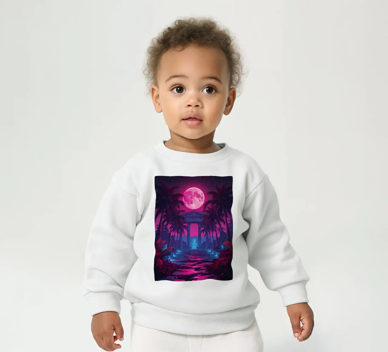 Scena notturna con tempio classico e luna rosa felpa neonato da DesignDoodle