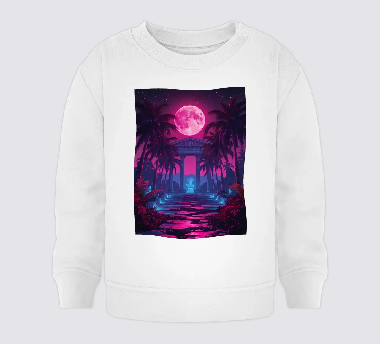 Scena notturna con tempio classico e luna rosa felpa neonato da DesignDoodle