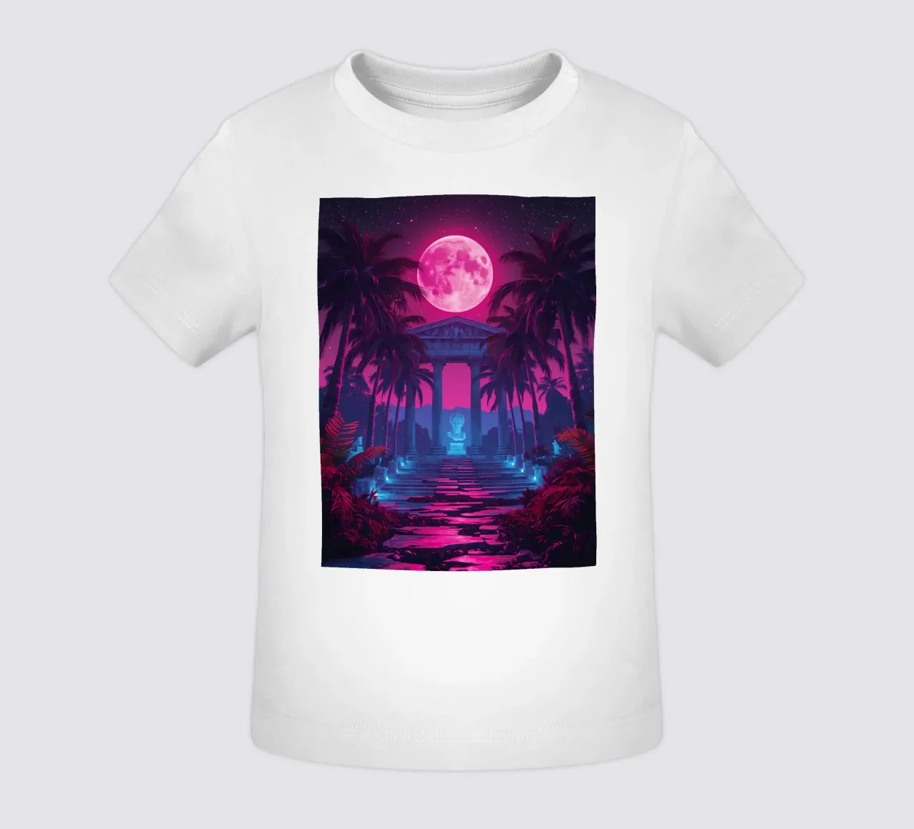 Scena notturna con tempio classico e luna rosa maglietta neonato da DesignDoodle