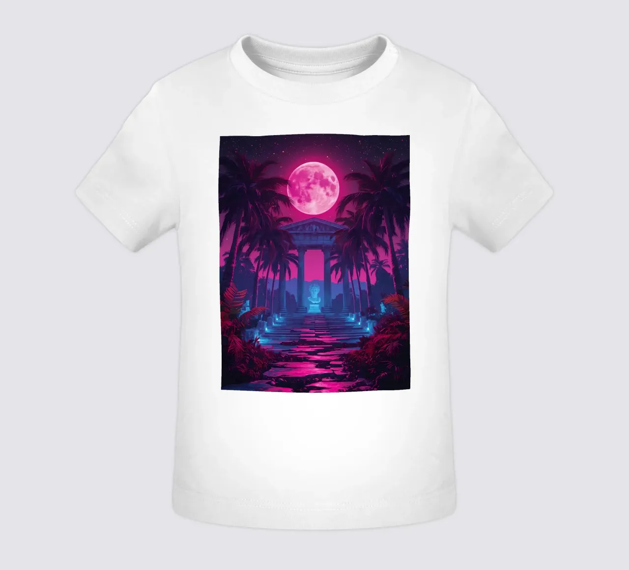 Scena notturna con tempio classico e luna rosa maglietta neonato da DesignDoodle