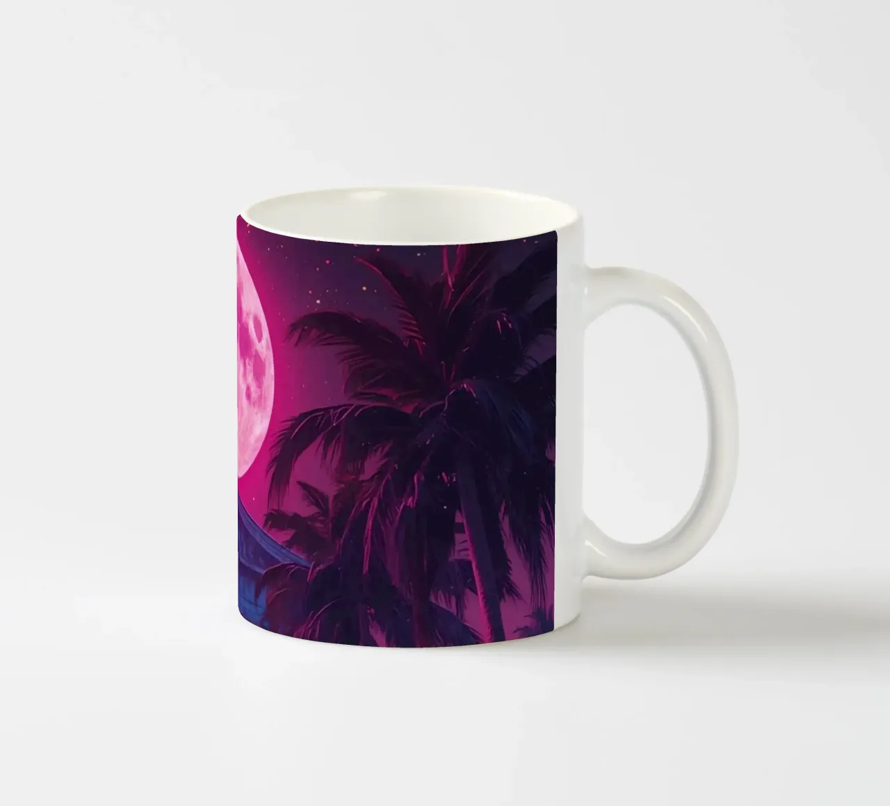 Scena notturna con tempio classico e luna rosa tazza in ceramica da DesignDoodle