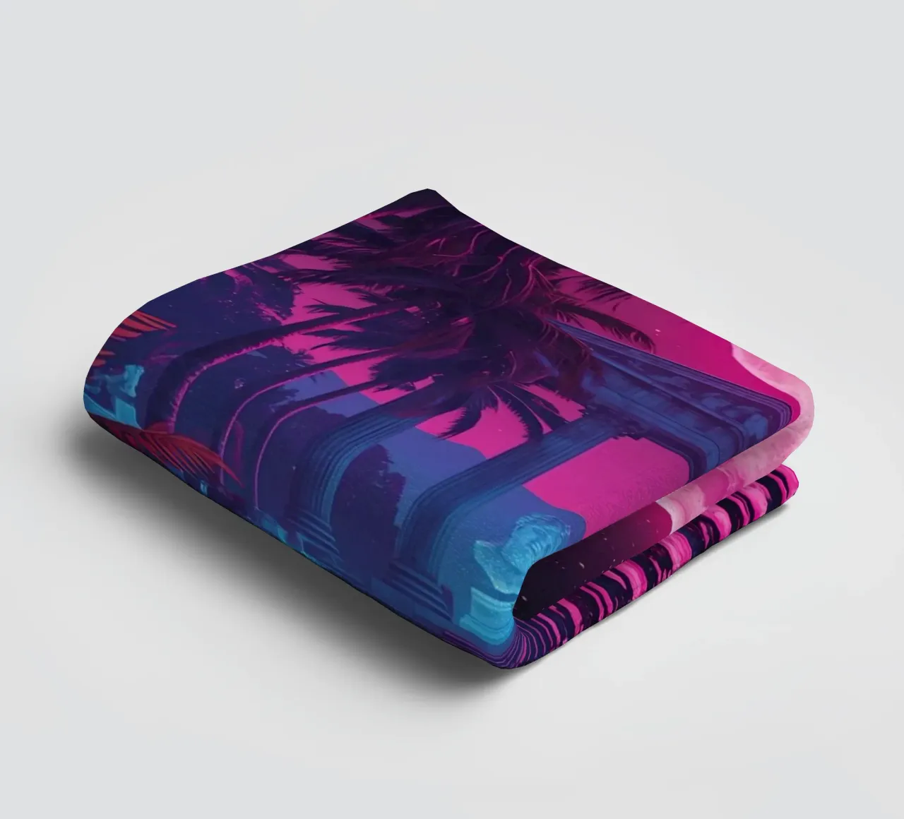 Scena notturna con tempio classico e luna rosa asciugamano da bagno da DesignDoodle