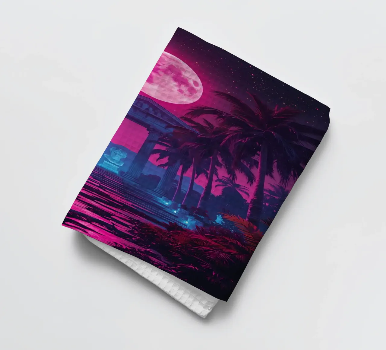 Scena notturna con tempio classico e luna rosa canovaccio da cucina da DesignDoodle