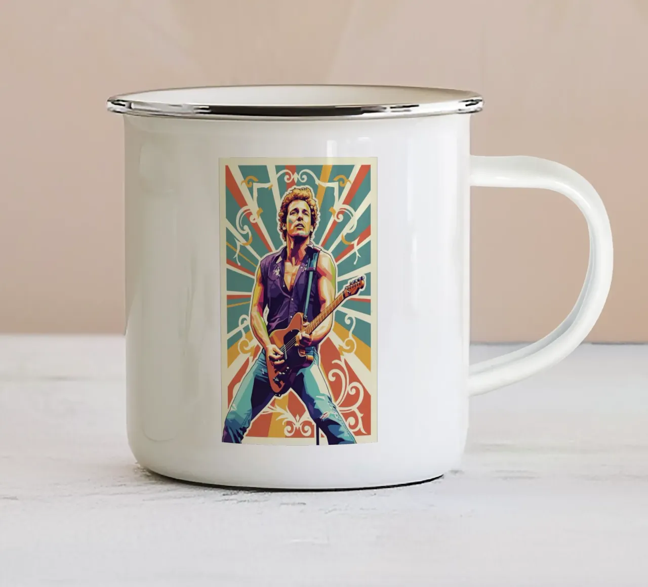 Bruce Springsteen stile vintage tazza in smalto da Hantamrata