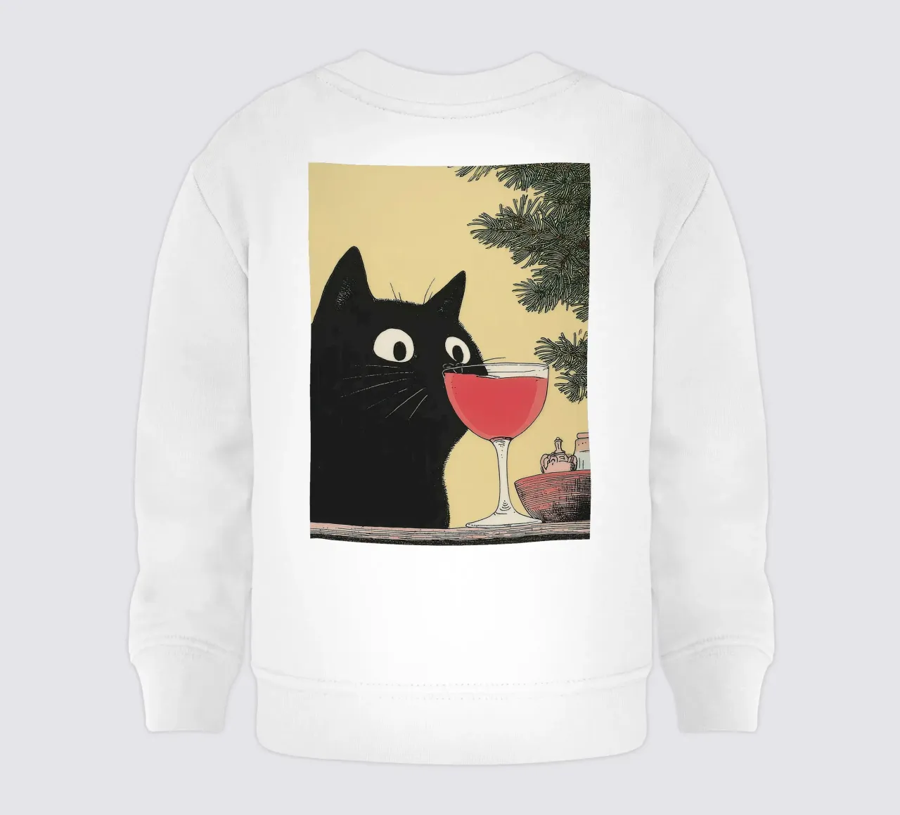 Gatto nero e vino | Regalo di Natale | Divertimento e cucina felpa neonato da Kaji