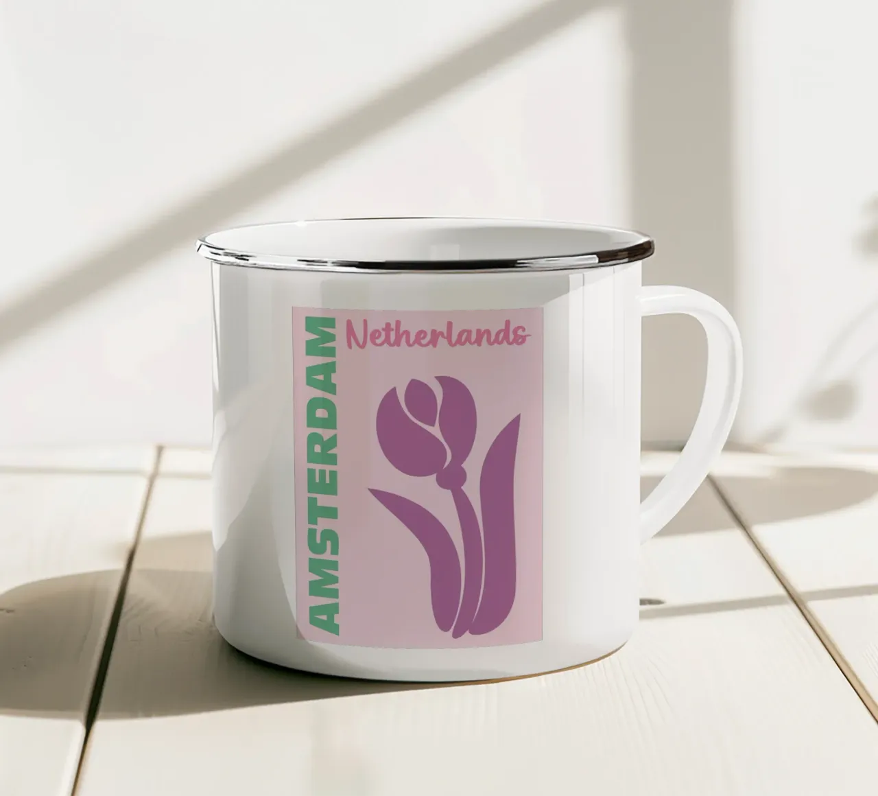 Amsterdam, Netherlands enamel mug by Art Fart