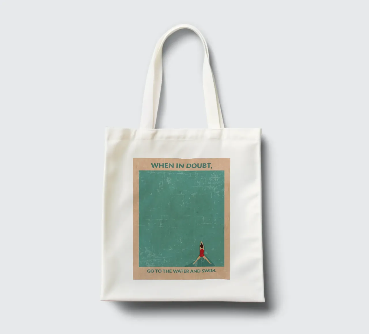 When In Doubt Go To The Water And Swim borsa in juta da Lucallie Andrei