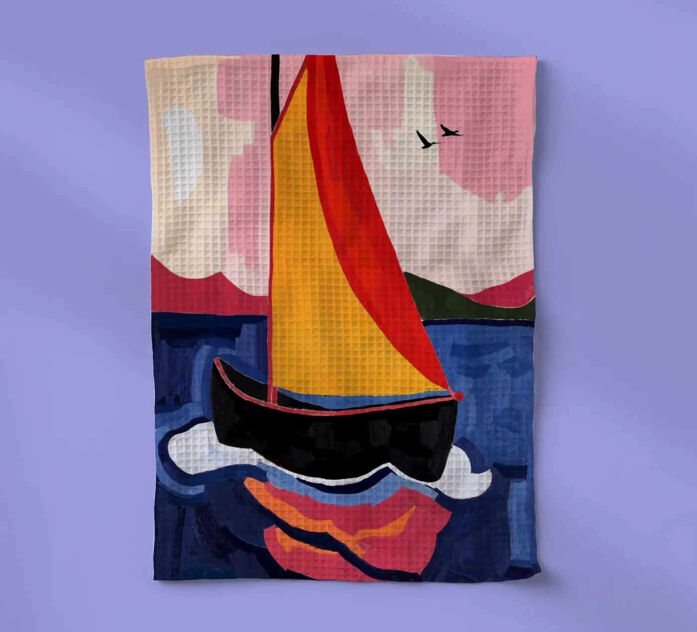 Sailing tea towel by Lana Rodriguez
