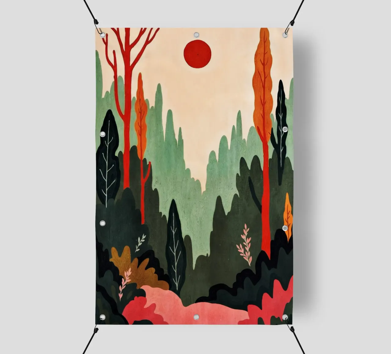 Sunset Birches telo in pvc da Lana Rodriguez