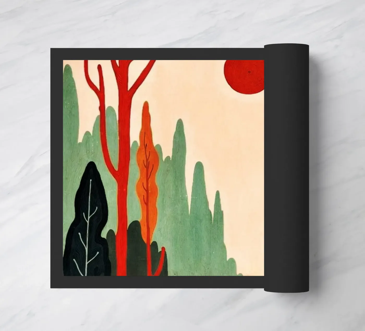 Sunset Birches doormat by Lana Rodriguez