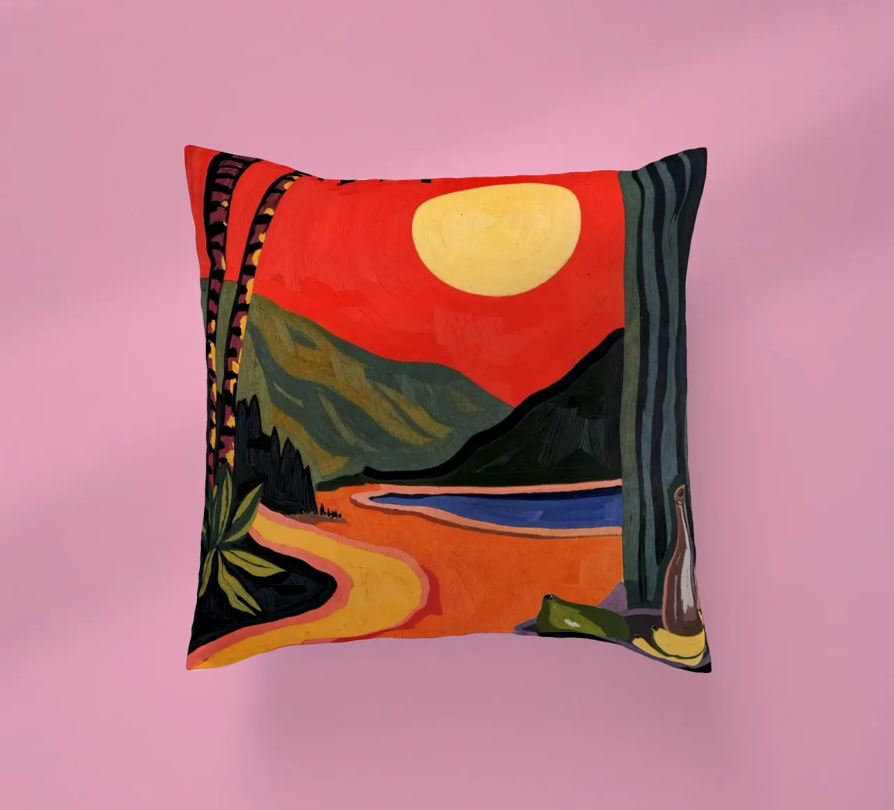 Sunset in Cannes cuscino da Lana Rodriguez
