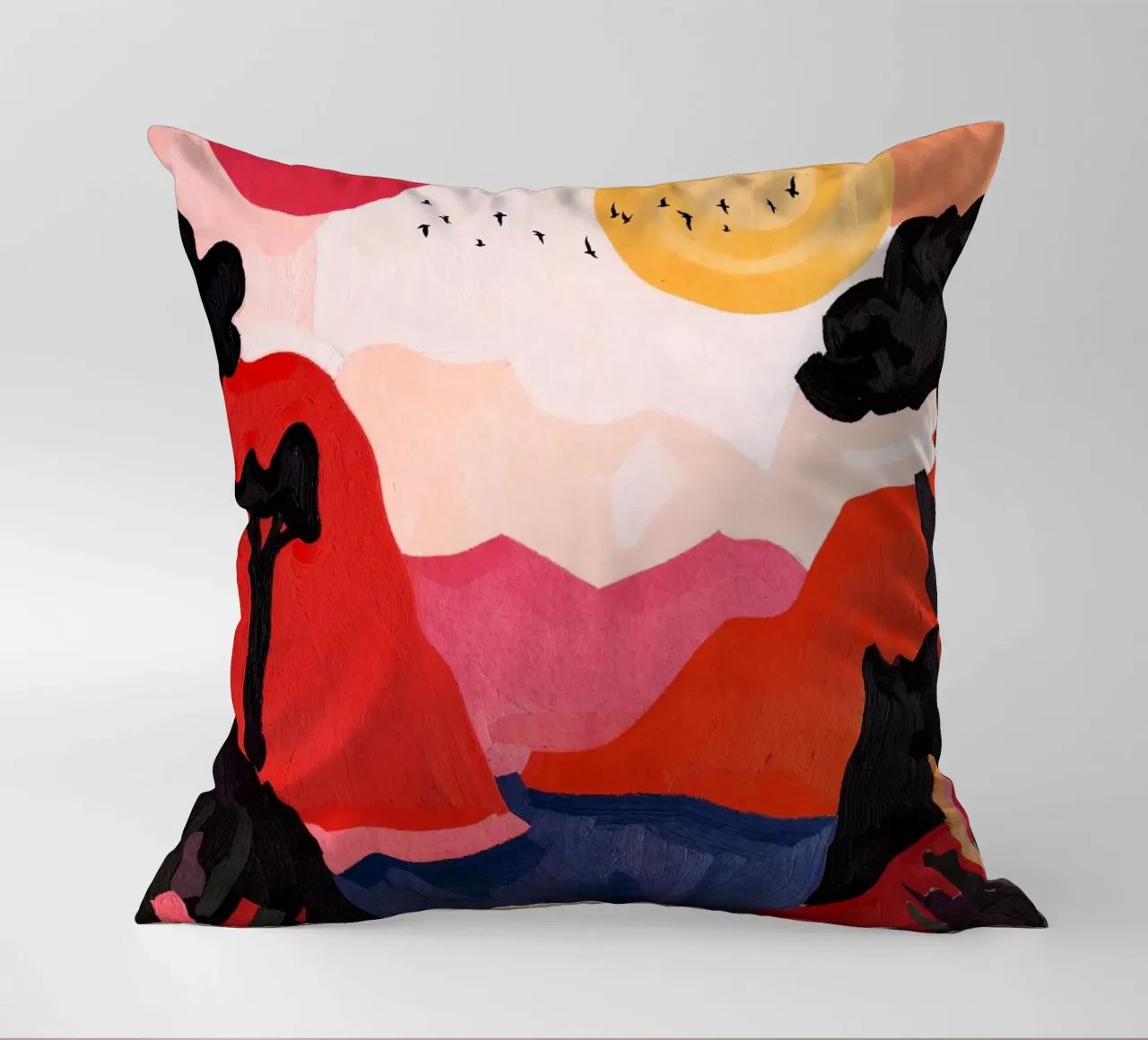 Two Suns And Birds cuscino da Lana Rodriguez