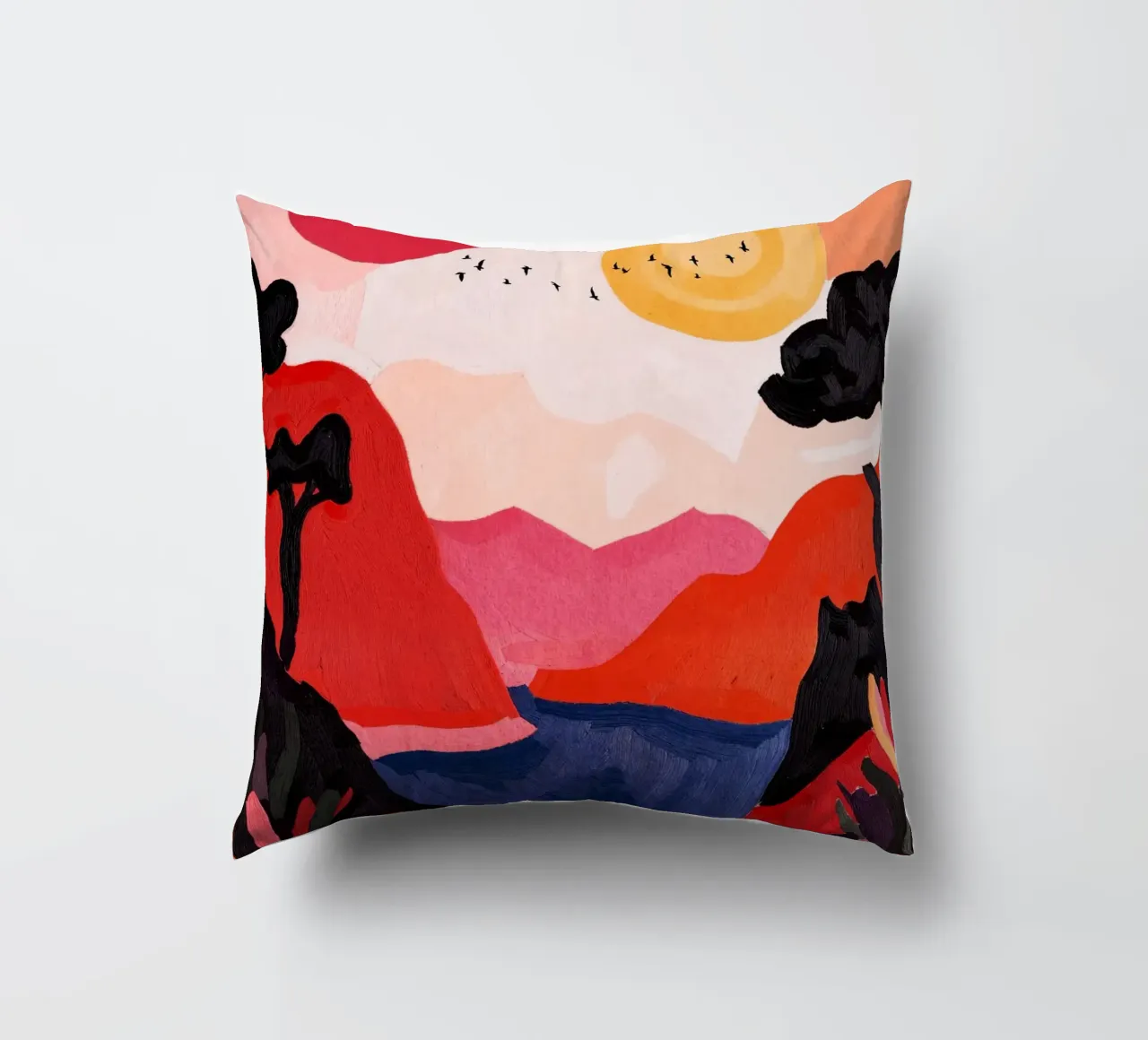 Two Suns And Birds cuscino da Lana Rodriguez