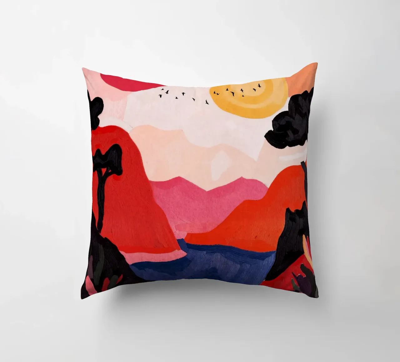 Two Suns And Birds cuscino da Lana Rodriguez