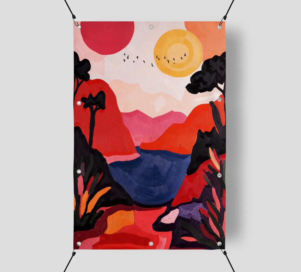 Two Suns And Birds telo in pvc da Lana Rodriguez
