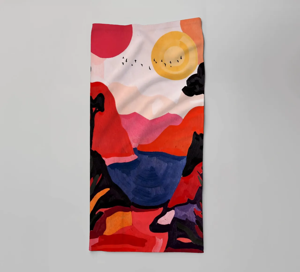 Two Suns And Birds asciugamano da bagno da Lana Rodriguez