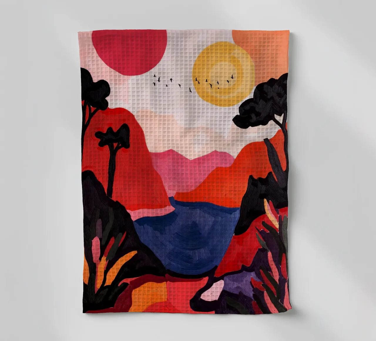 Two Suns And Birds canovaccio da cucina da Lana Rodriguez