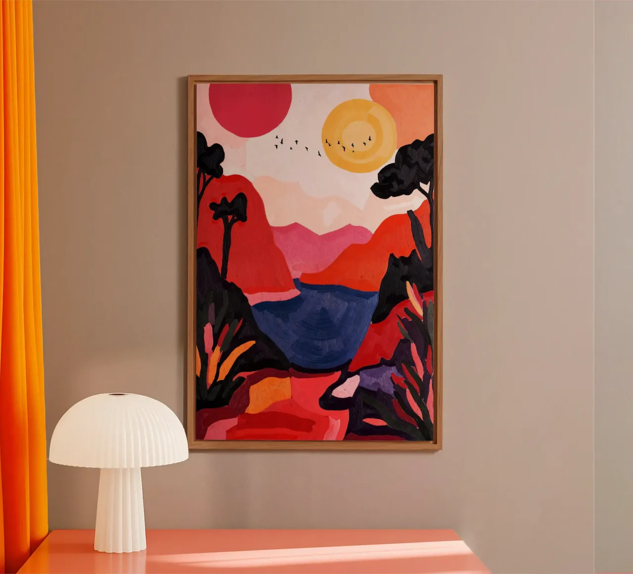 Two Suns And Birds alluminio dibond da Lana Rodriguez