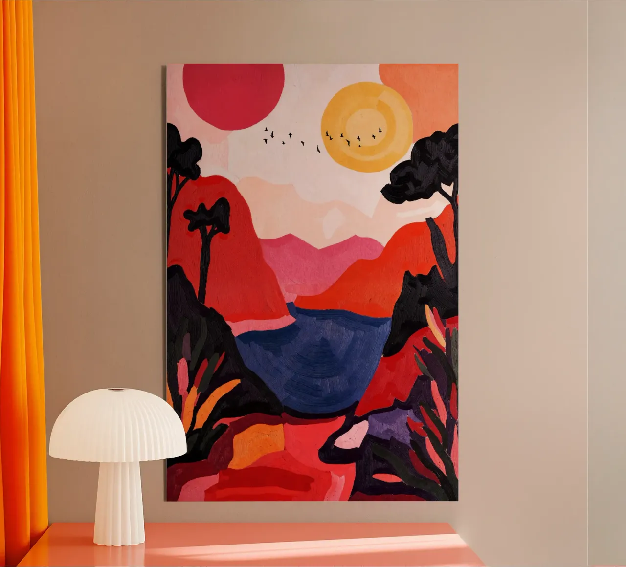 Two Suns And Birds alluminio dibond da Lana Rodriguez