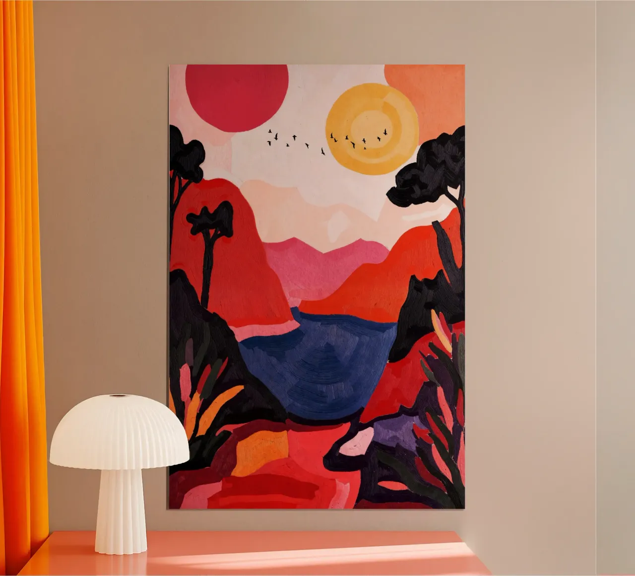 Two Suns And Birds carta hahnemühle da Lana Rodriguez