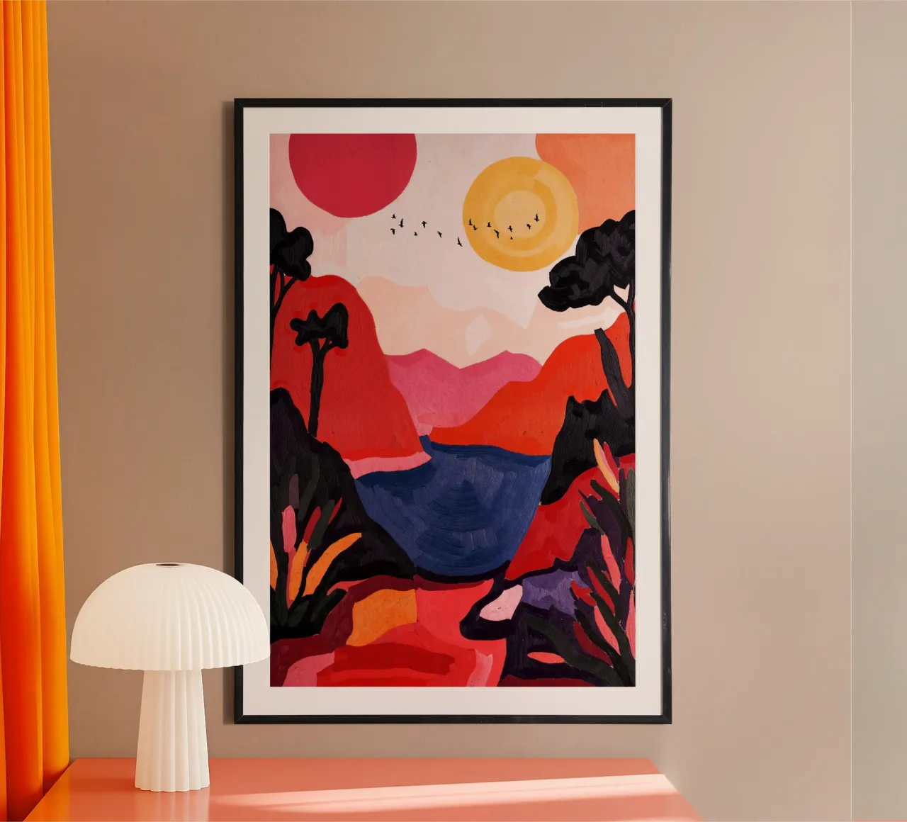 Two Suns And Birds carta hahnemühle da Lana Rodriguez