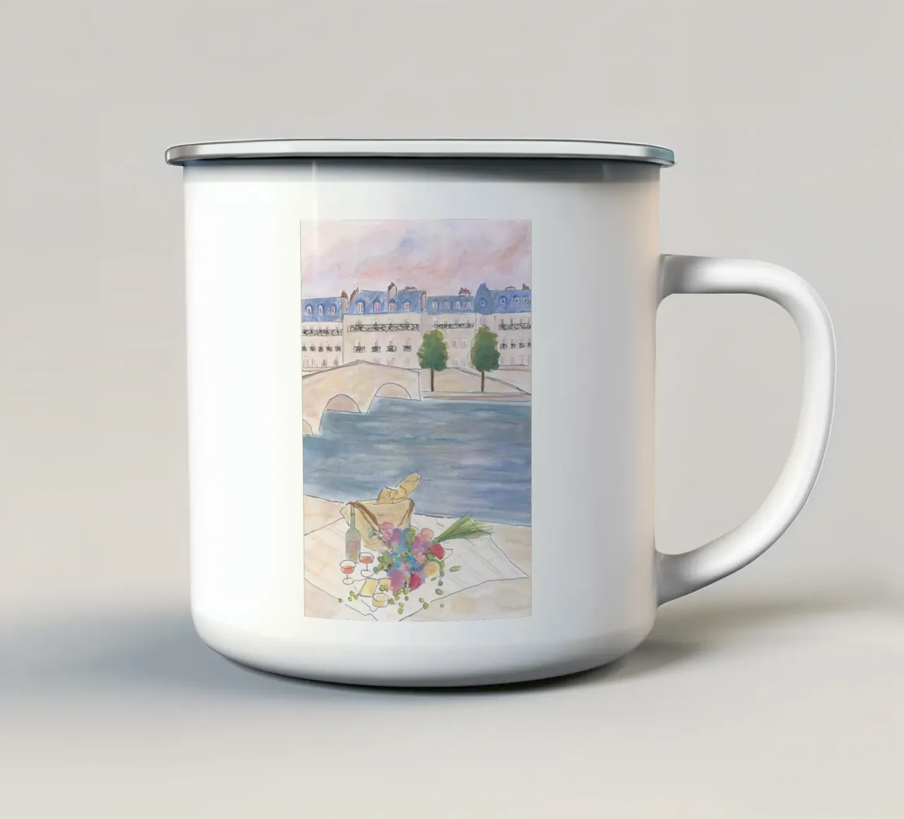 Picnic sulla Senna tazza in smalto da Katharina Puritscher