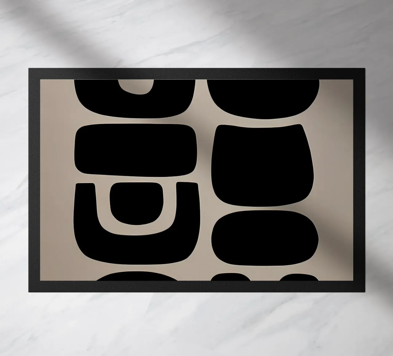 Beige Nero Astratto Forme geometriche di metà secolo zerbino da IamHomeStudio