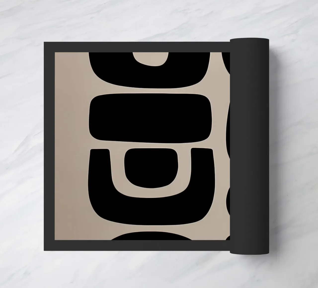 Beige Nero Astratto Forme geometriche di metà secolo zerbino da IamHomeStudio