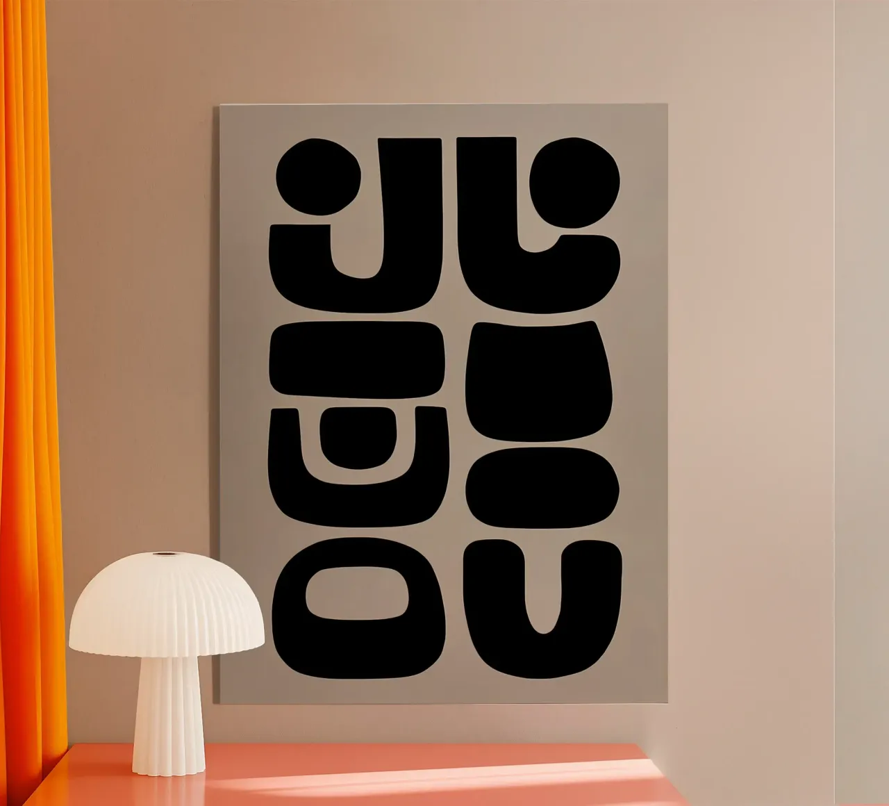 Beige Nero Astratto Forme geometriche di metà secolo plexiglass da IamHomeStudio