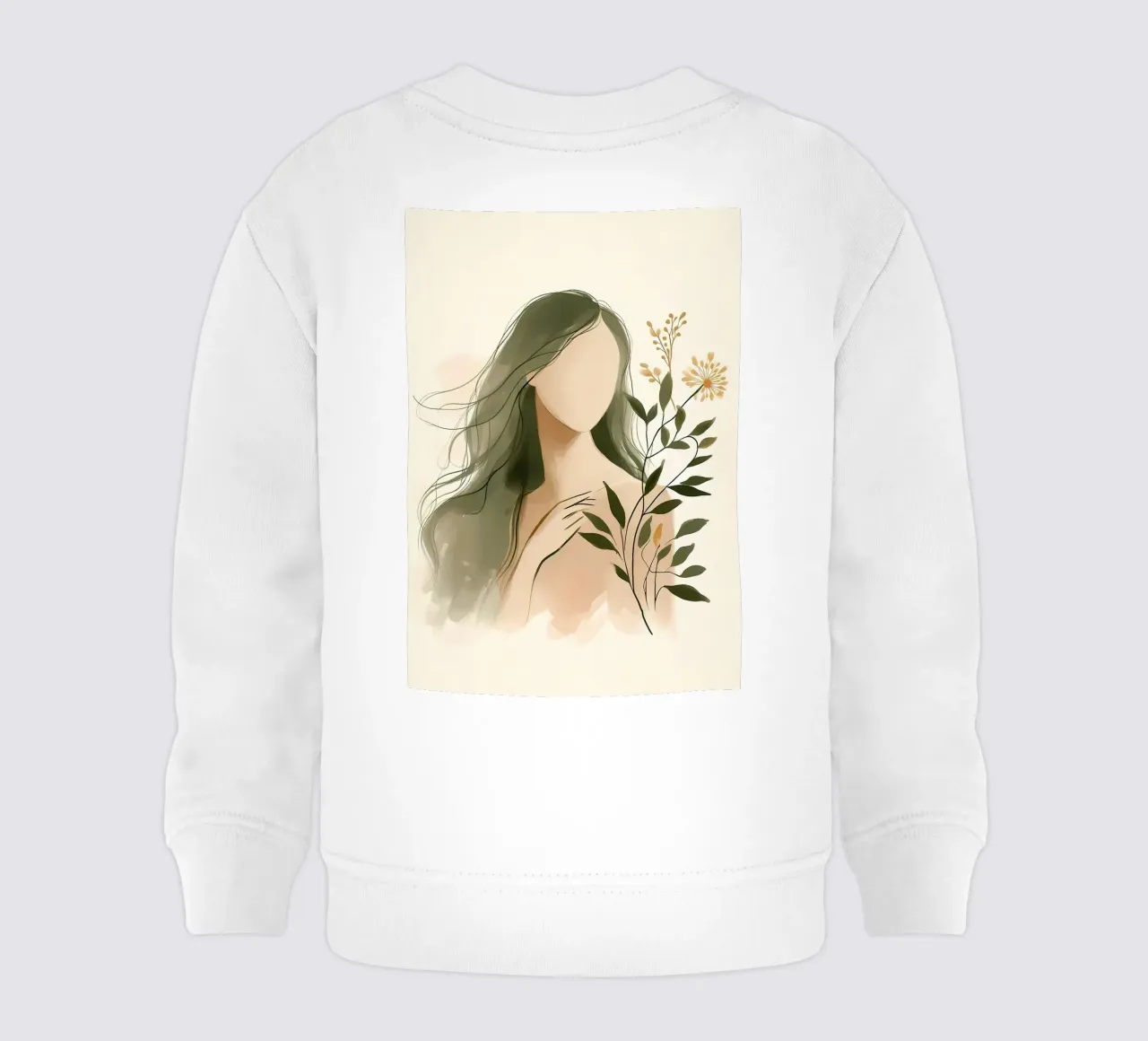 Donna con fiori di campo in verde tenue felpa neonato da Bloom And Brush