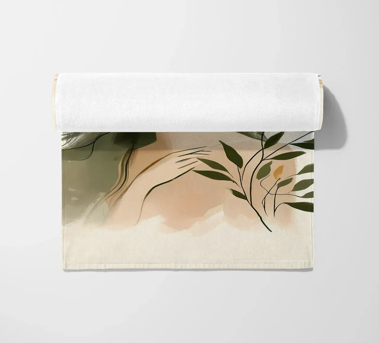 Donna con fiori di campo in verde tenue telo mare da Bloom And Brush