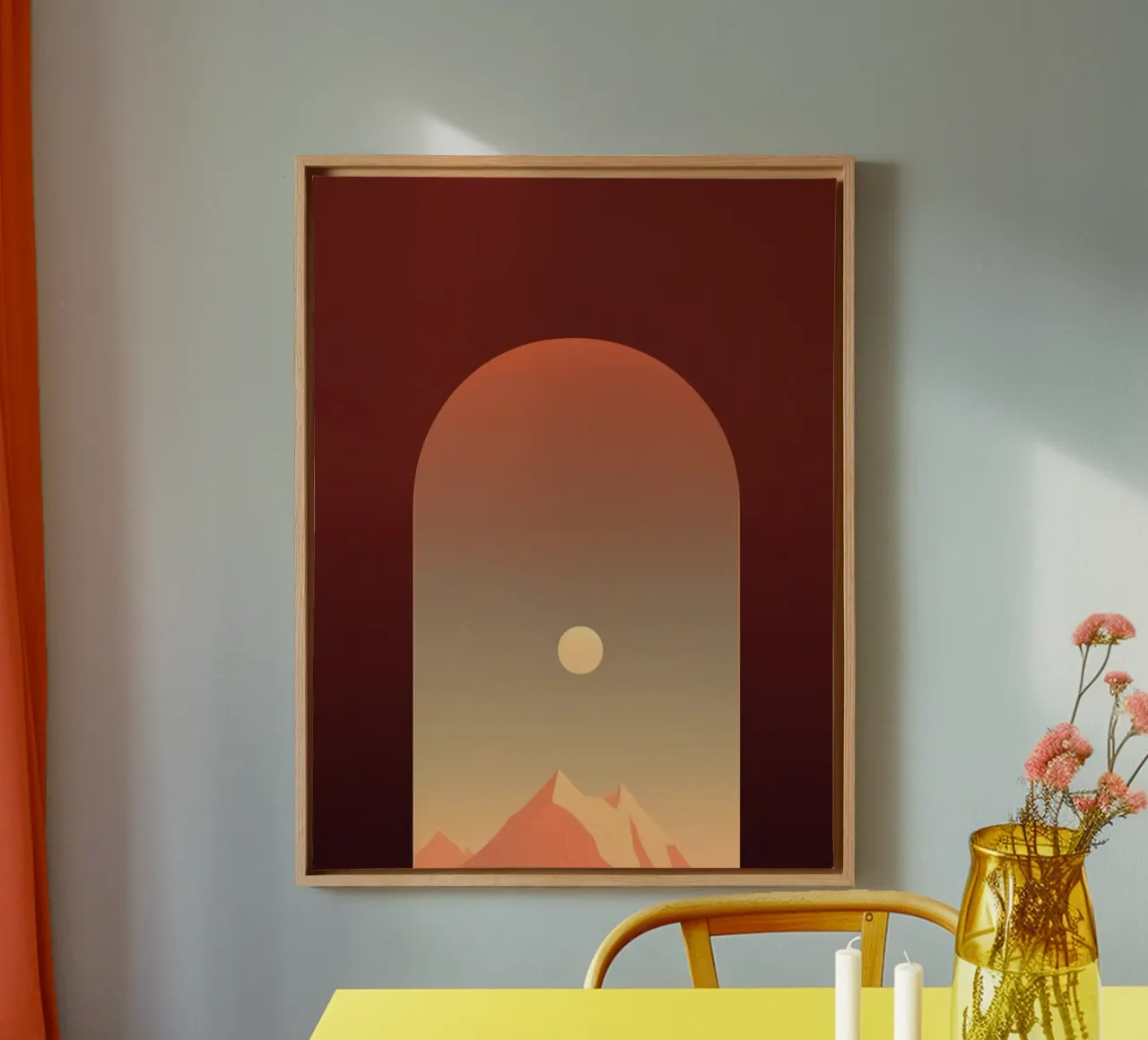 mountain in window tela da Fost