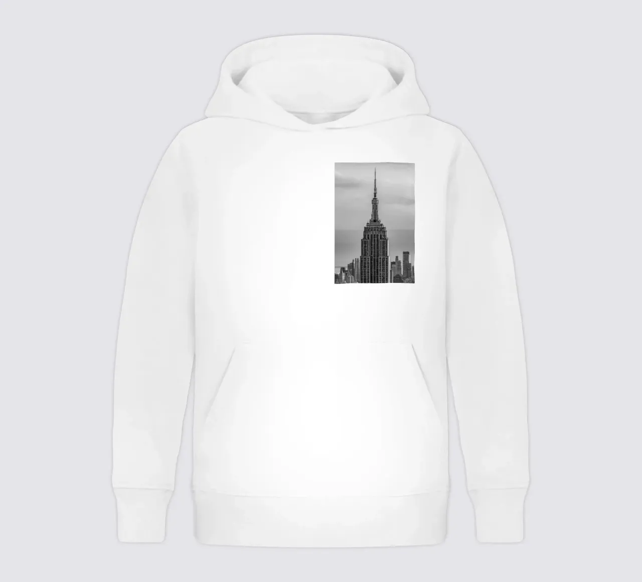 Empire State Building spire B&W kids hoodie by Carinaprint