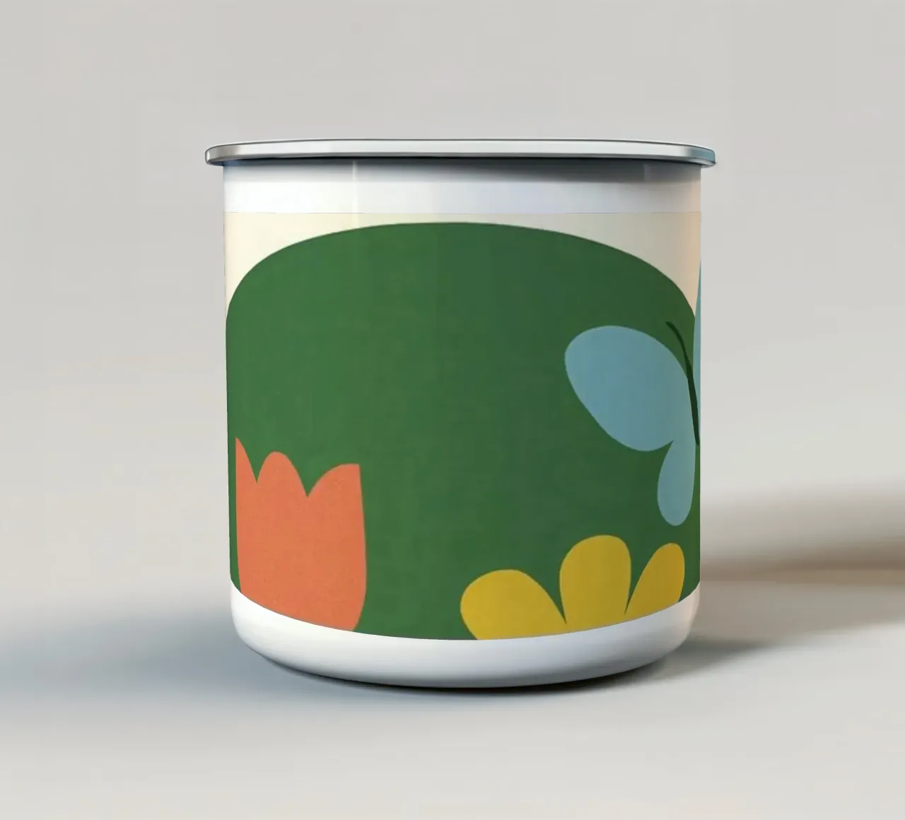 Poster da giardino - Poster rétro fleuri avec papillon tazza in smalto da JETLAG | affiches voyage