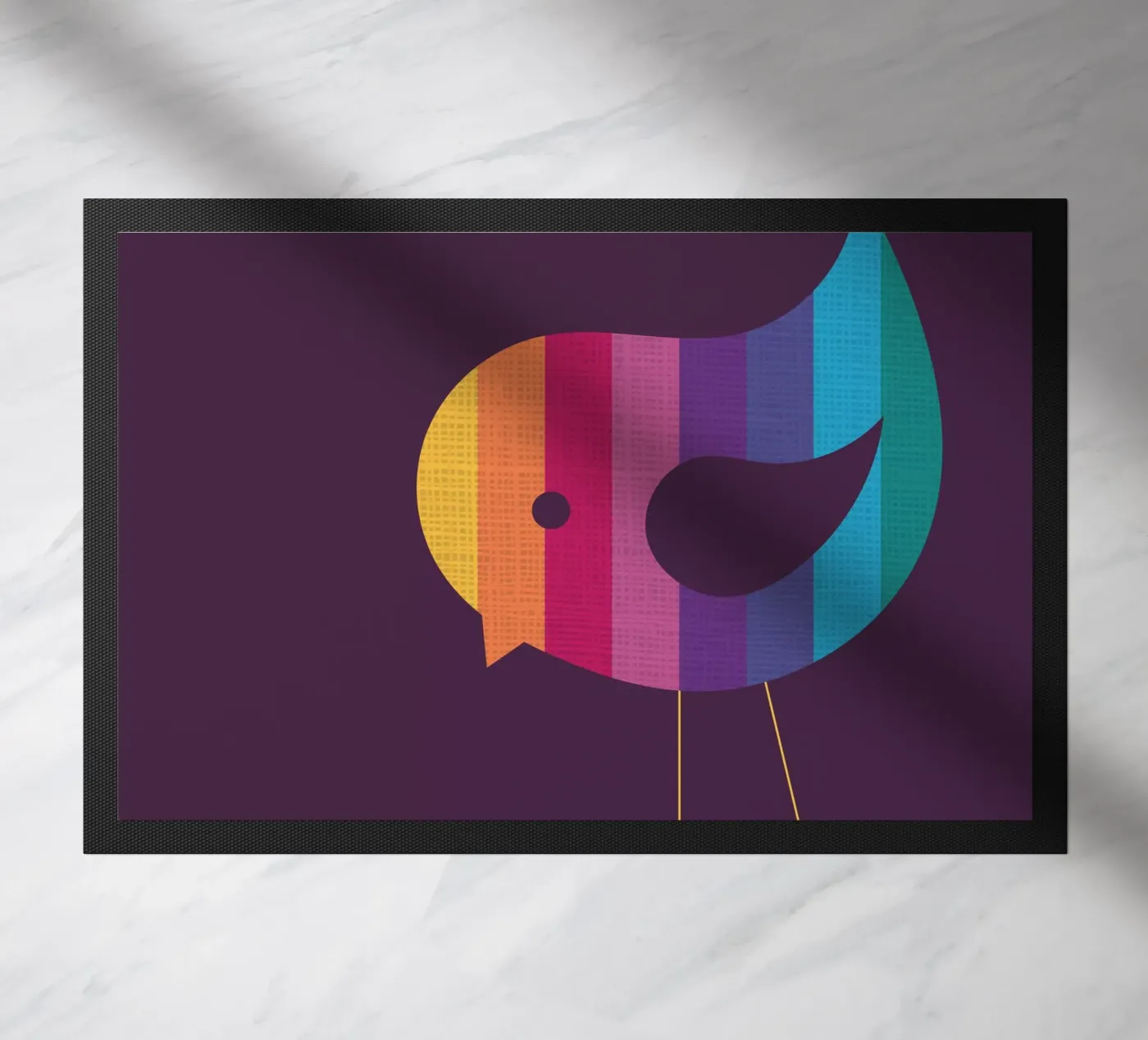 Rainbow Bird doormat by Kim Hubball Studio