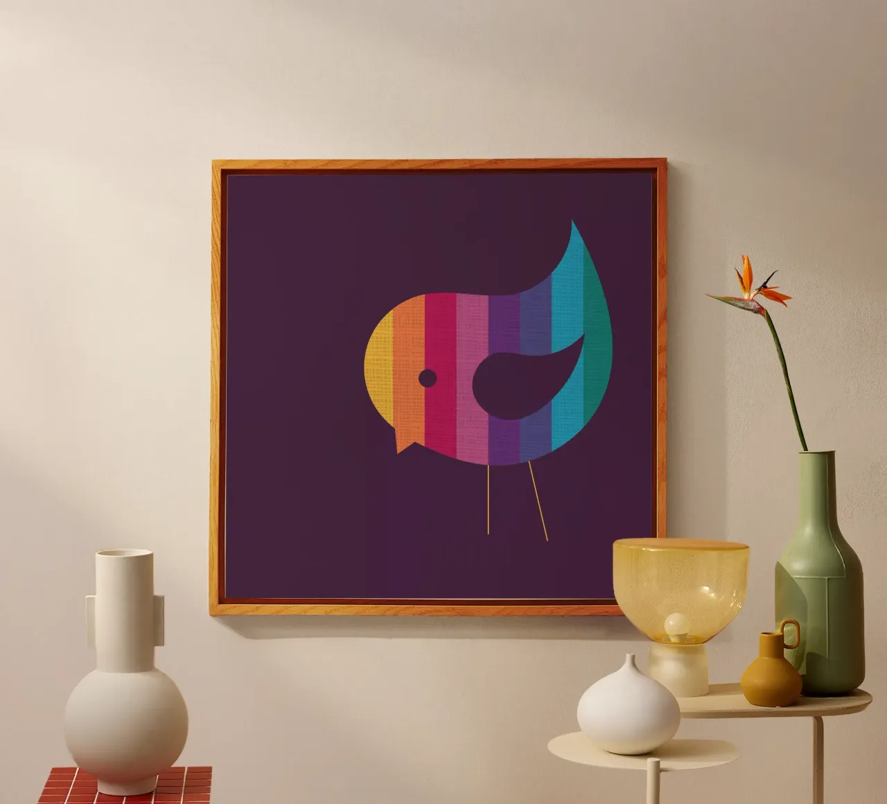 Uccello arcobaleno plexiglass da Kim Hubball Studio