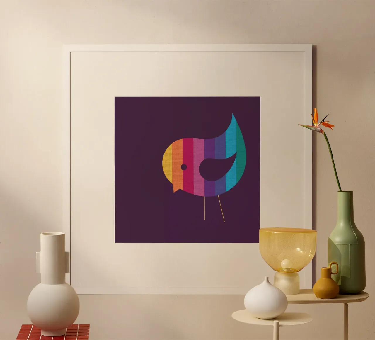 Rainbow Bird hahnemühle by Kim Hubball Studio