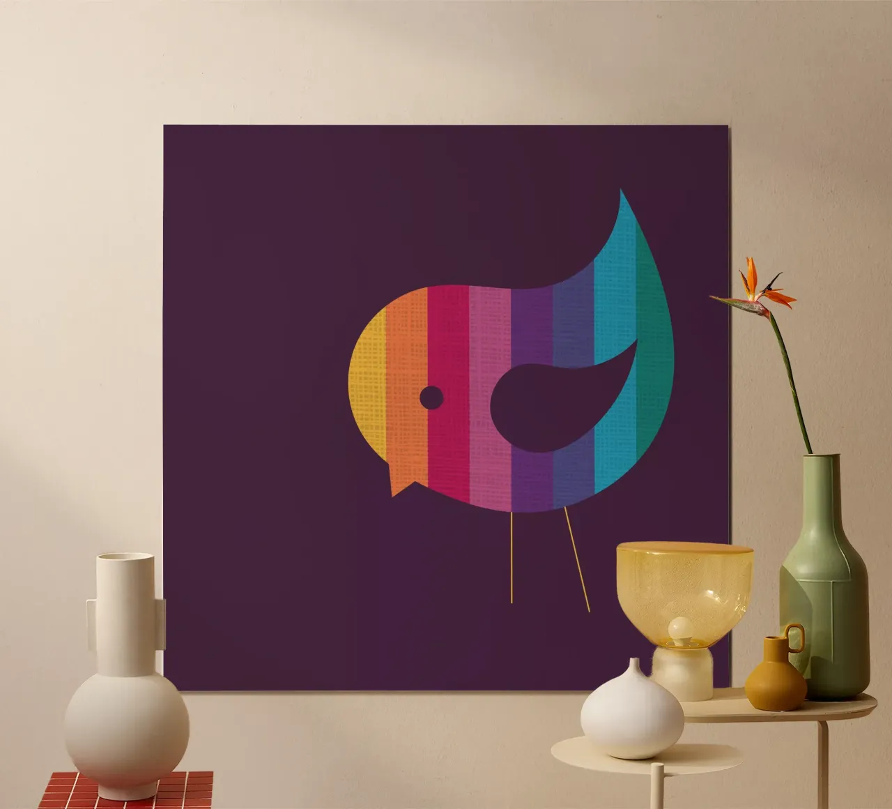 Rainbow Bird hahnemühle by Kim Hubball Studio