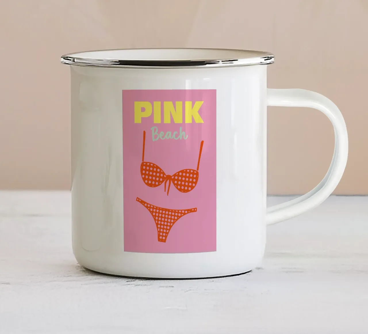 Pink Beach tazza in smalto da Art Fart
