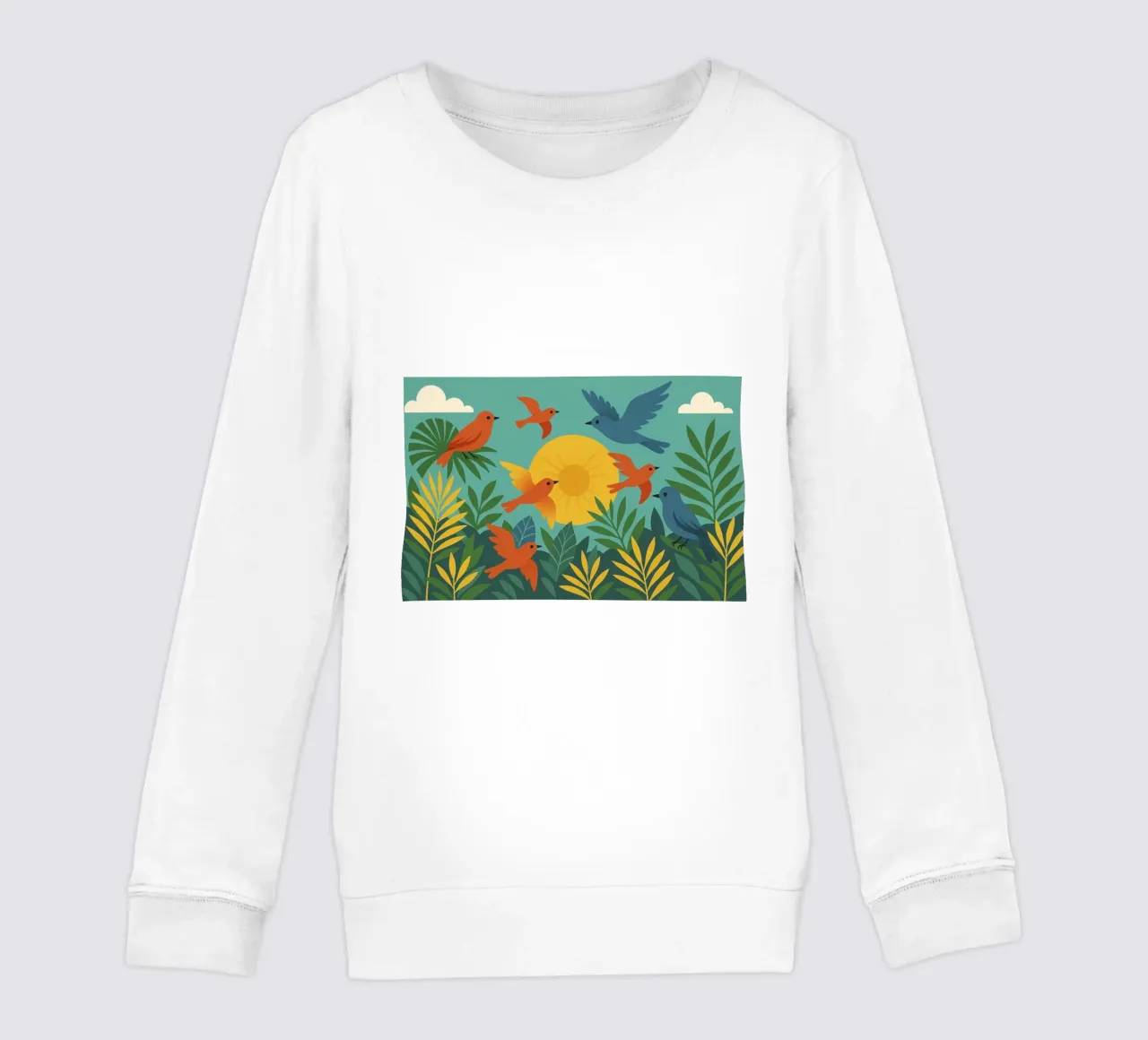 Poster con uccelli e sole - Poster naturalistico retrò felpa bambino da JETLAG | affiches voyage