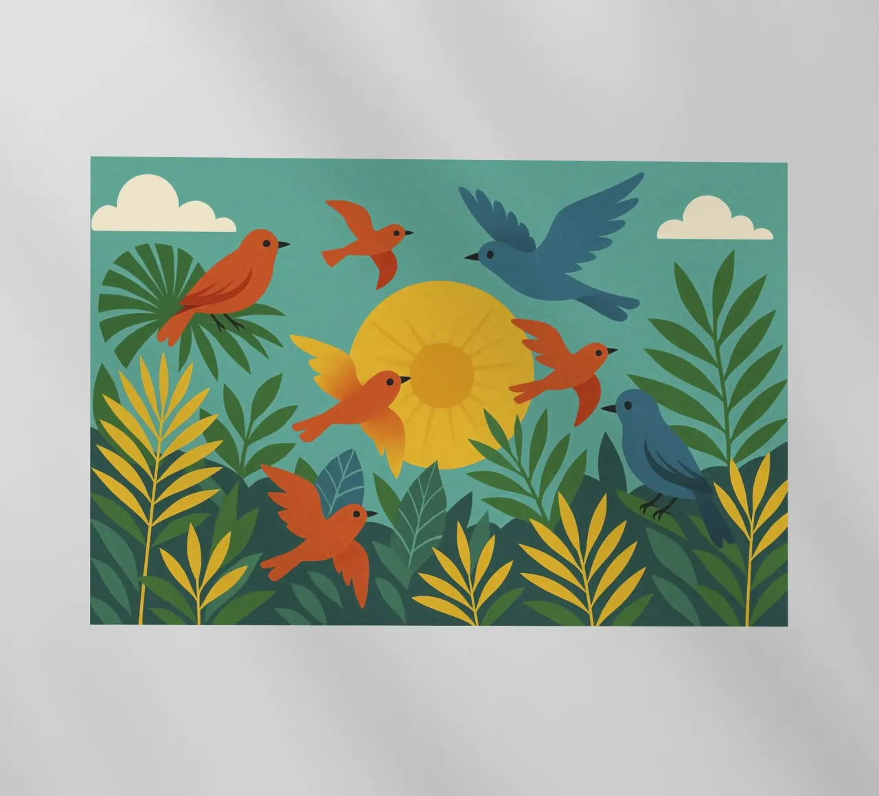 Poster con uccelli e sole - Poster naturalistico retrò pellicola backlit da JETLAG | affiches voyage