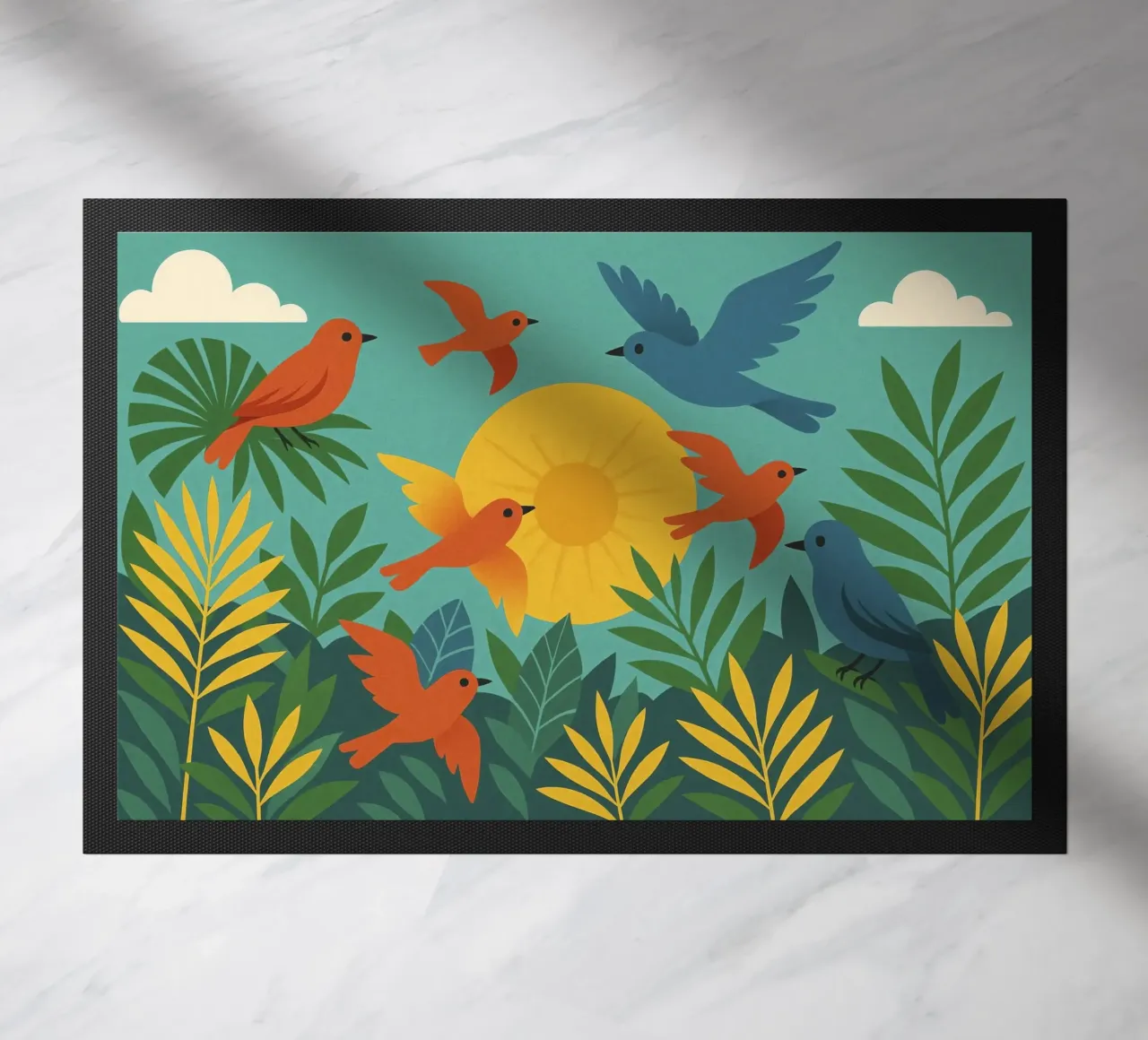 Poster con uccelli e sole - Poster naturalistico retrò zerbino da JETLAG | affiches voyage