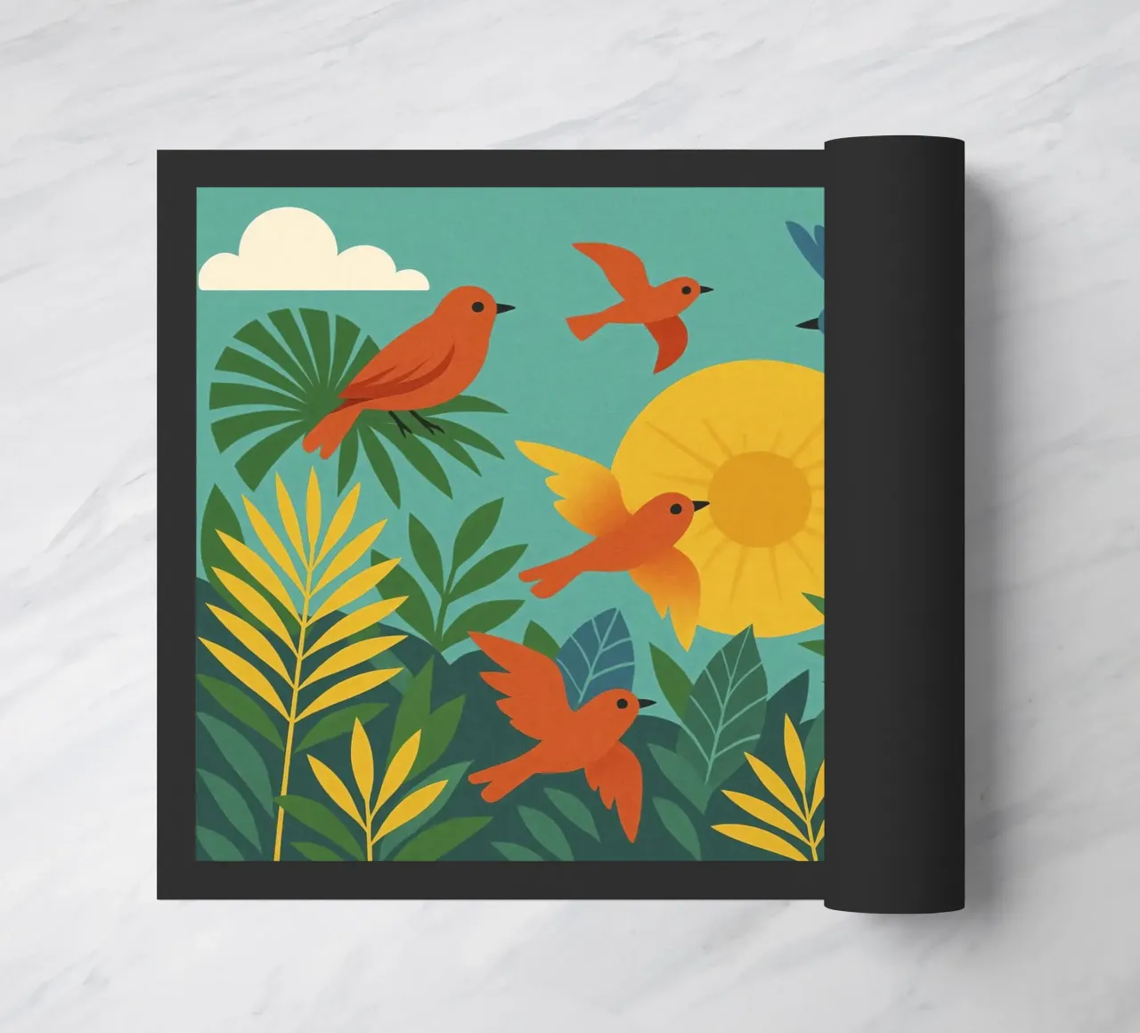 Poster con uccelli e sole - Poster naturalistico retrò zerbino da JETLAG | affiches voyage